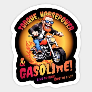 Funny biker riding a chopper, popping a wheelie motorcycle cartoon Sticker